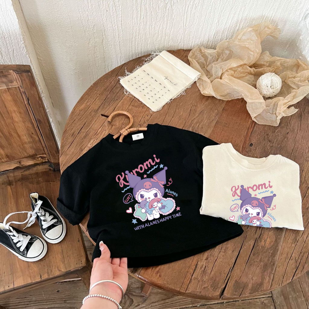 Fashion net trẻ em quần áo mềm mịn và áo thun cho bé gái và áo thun bé trai kuromi áo thun 2-12 tuổi áo thun chất cotton