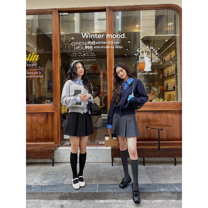 8223 ÁO LEN CỔ SƠ MI DÀI TAY CÚC BỌC