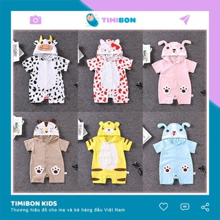 Quần Áo Trẻ Em Sơ Sinh Bodysuit, Đồ Body Hình Thú Cộc Tay Có Mũ Cho Bé Trai Bé Gái Trẻ Sơ Sinh - [BDC5]