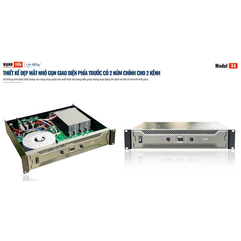 Đẩy Công Suất X4 Đánh Được Cặp Loa Full Bass 25, Công Suất 400W/Kênh Sử Dụng Hát Karaoke, Nghe Nhạc