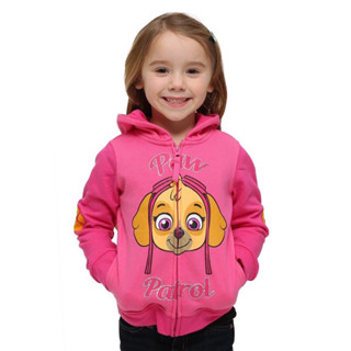 Áo khoác nỉ chó đội trưởng màu hồng đậm cho bé gái dư xịn