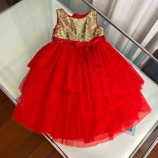 Váy kim sa đỏ hm dư xịn cho bé gái diện tết siêu đẹp size từ 12-30 cân