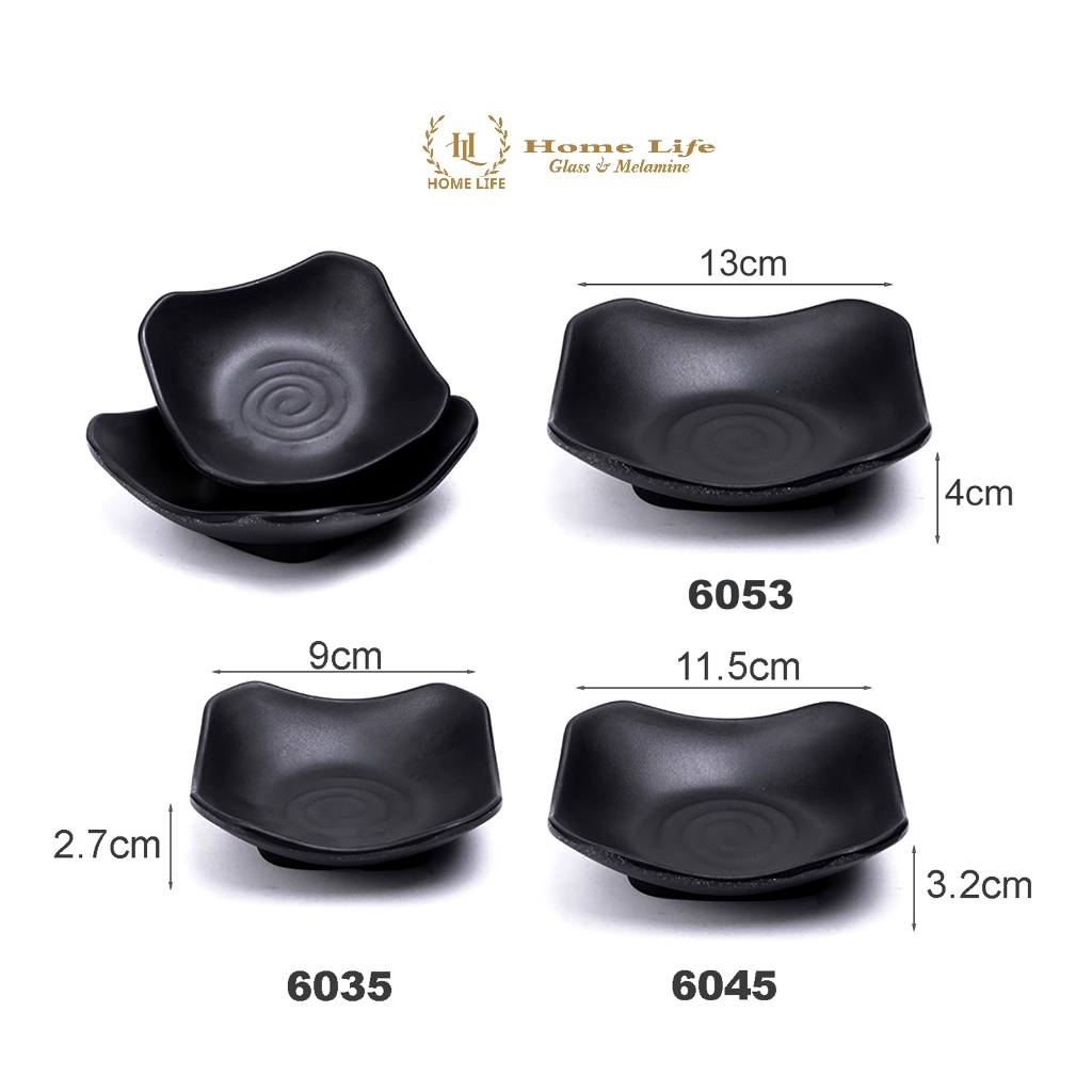 Bát đựng Kim chi _ Đồ Muối | Bát PanChan Hàn Quốc 8037-6 Đen Mờ | PanChan Đôi 140034 | PanChan Đơn Hình Lá