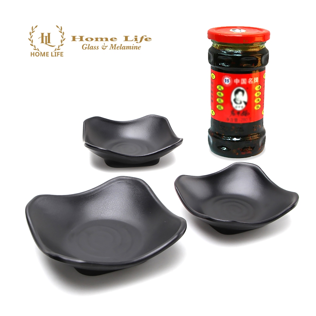 Bát đựng Kim chi _ Đồ Muối | Bát PanChan Hàn Quốc 8037-6 Đen Mờ | PanChan Đôi 140034 | PanChan Đơn Hình Lá