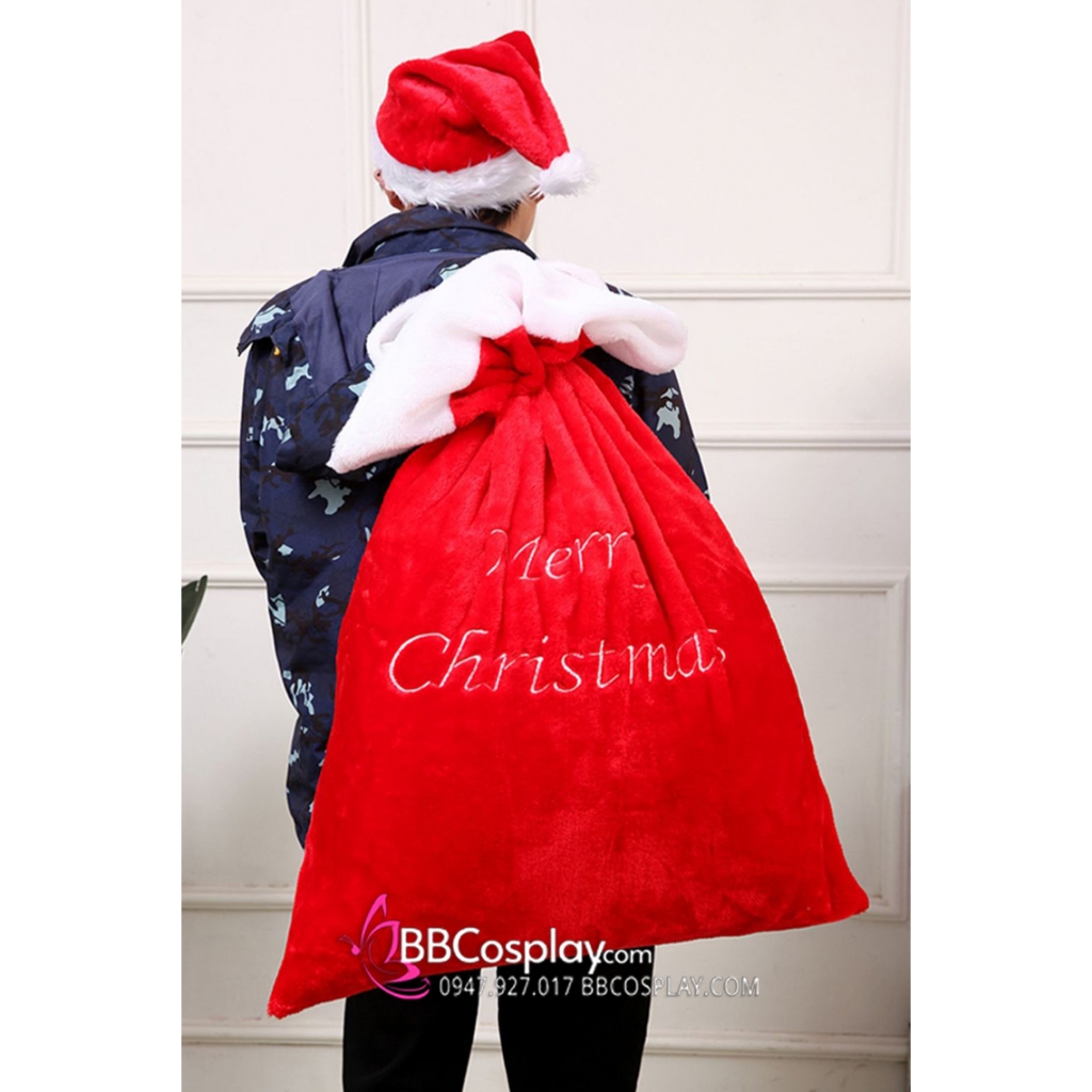 Túi Quà Ông Già Noel Siêu To Size 90*60Cm Mẫu Merry Christmas - 16409