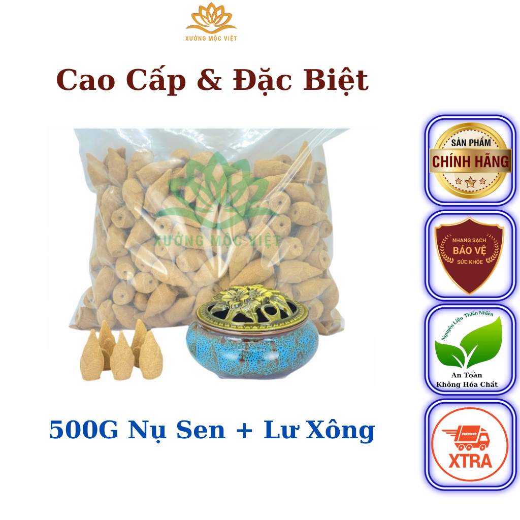 Combo 500G Nụ Trầm Hương Khói Ngược Sạch Tự Nhiên Không Hoá Chất Xưởng Mộc Việt + Lư Sứ Xông Trầm Cao Cấp ( Nụ Sen )