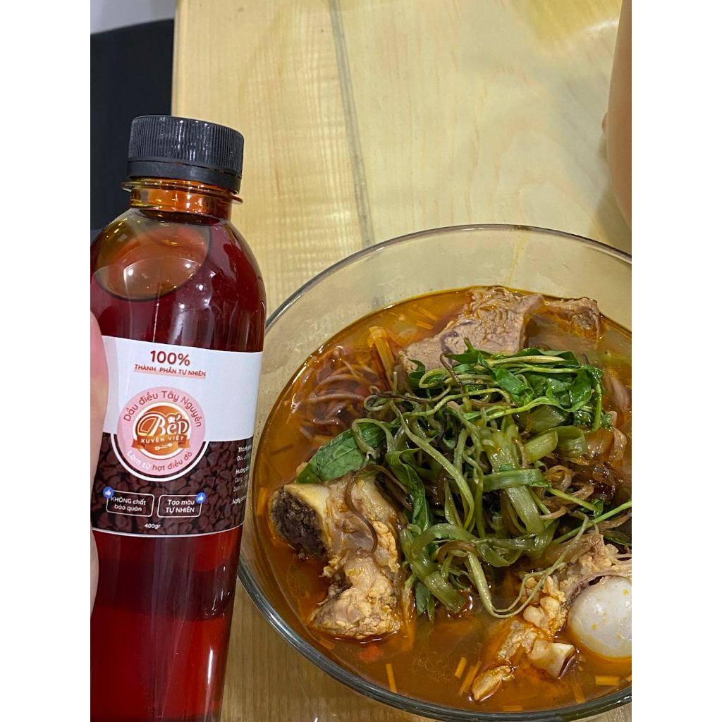 Dầu Màu Điều Bếp Xuyên Việt từ hạt điều đỏ Tây Nguyên, gia vị chế biến thực phẩm, tạo màu tự nhiên.