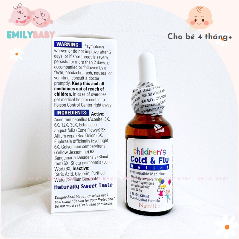 Siro ho Children’s Cold & Flu 30ml Mỹ