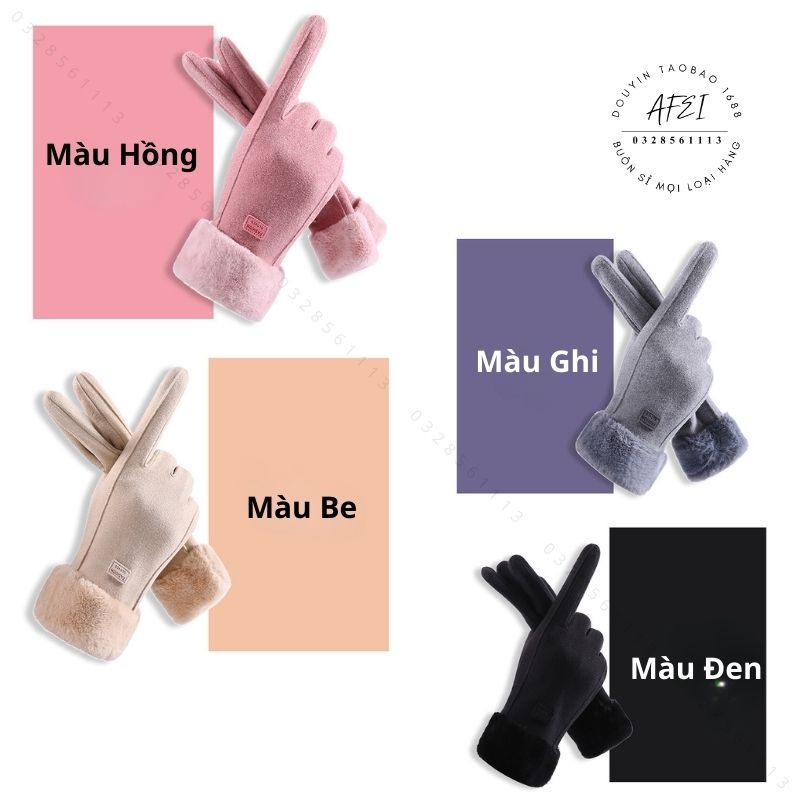 Găng Tay Nữ Mùa Đông Lót Lông Dài 23cm Nhiều Màu Lông Vũ Sang Trong Quý Phái - FL66