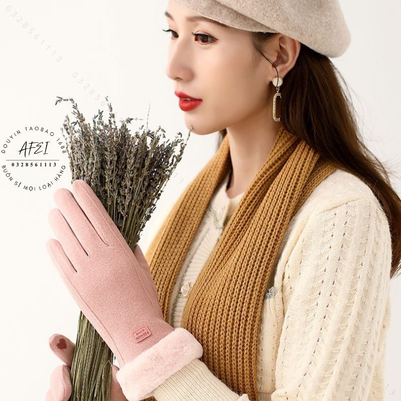 Găng Tay Nữ Mùa Đông Lót Lông Dài 23cm Nhiều Màu Lông Vũ Sang Trong Quý Phái - FL66
