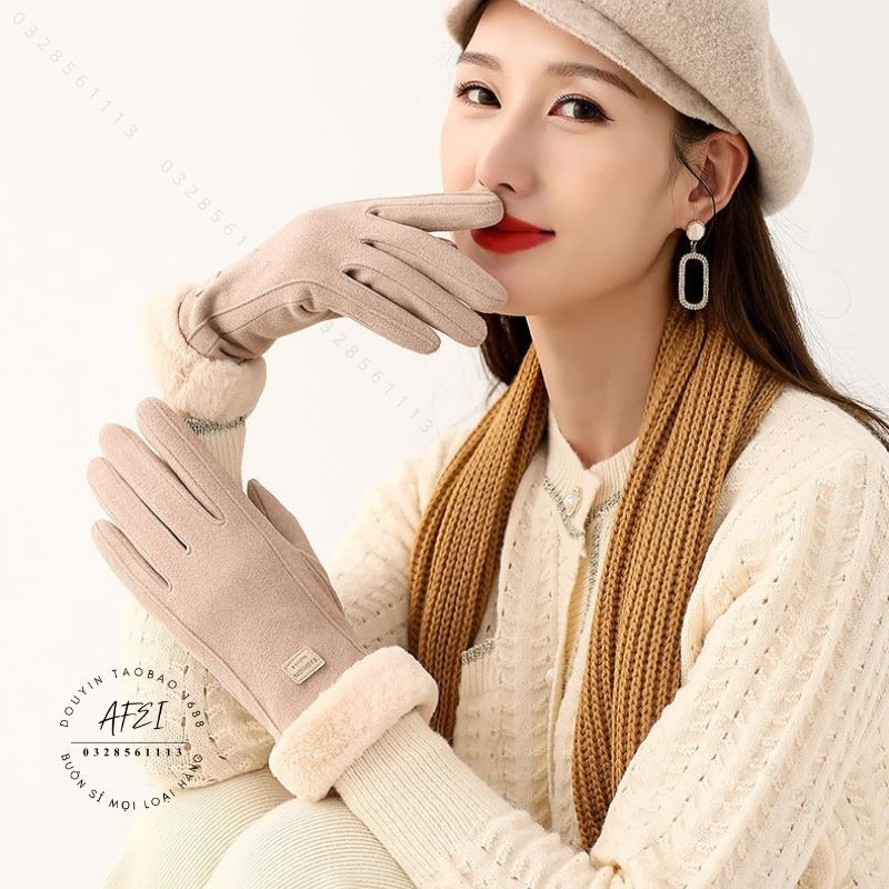 Găng Tay Nữ Mùa Đông Lót Lông Dài 23cm Nhiều Màu Lông Vũ Sang Trong Quý Phái - FL66