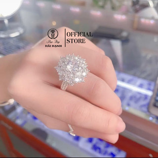 Nhẫn bề mặt full đá siêu to bạc ta HHJ