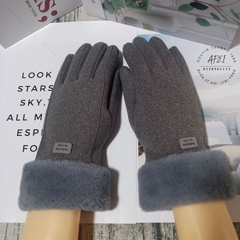 Găng Tay Nữ Mùa Đông Lót Lông Dài 23cm Nhiều Màu Lông Vũ Sang Trong Quý Phái - FL66