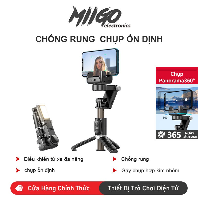 Q18 Tích Hợp AI Theo Dõi Chuyển Động Khuôn Mặt -Chống Rung Điện Thoại Có Tích Hợp Đèn Trợ Sáng 9 Cấp Gimbal Chống Rung
