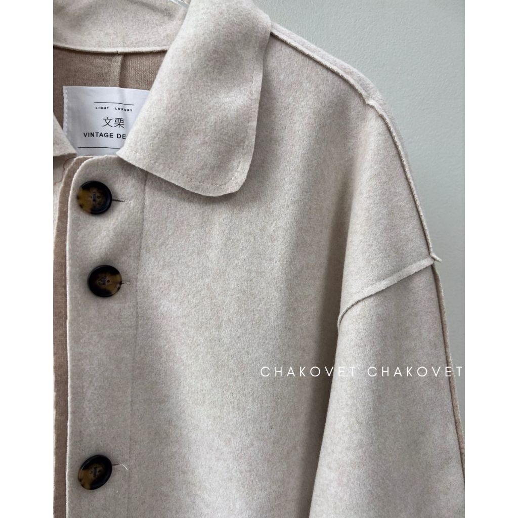 Áo dạ nữ thắt đai dáng dài A8759, áo khoác cổ bè thời trang sành điệu mùa đông cho phái nữ siêu tôn dáng ấm áp-CHAKOVET