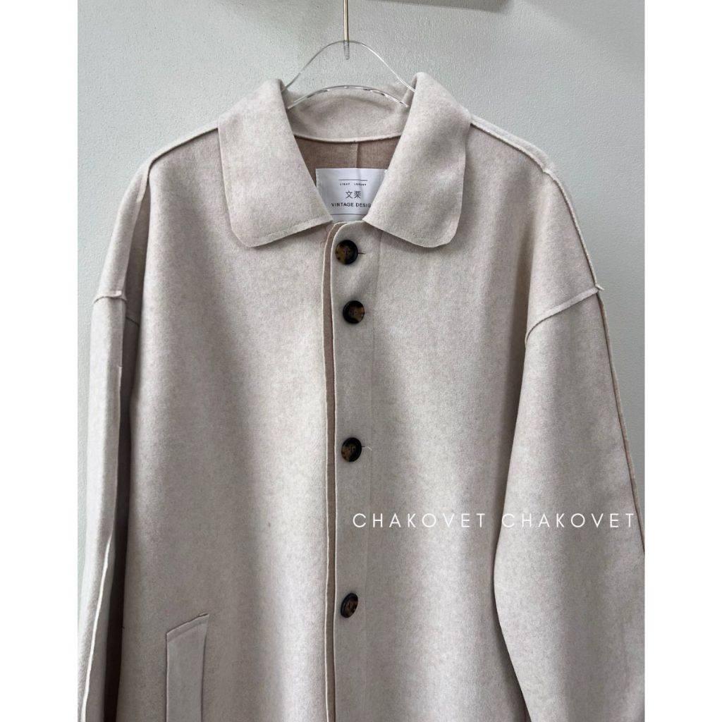 Áo dạ nữ thắt đai dáng dài A8759, áo khoác cổ bè thời trang sành điệu mùa đông cho phái nữ siêu tôn dáng ấm áp-CHAKOVET