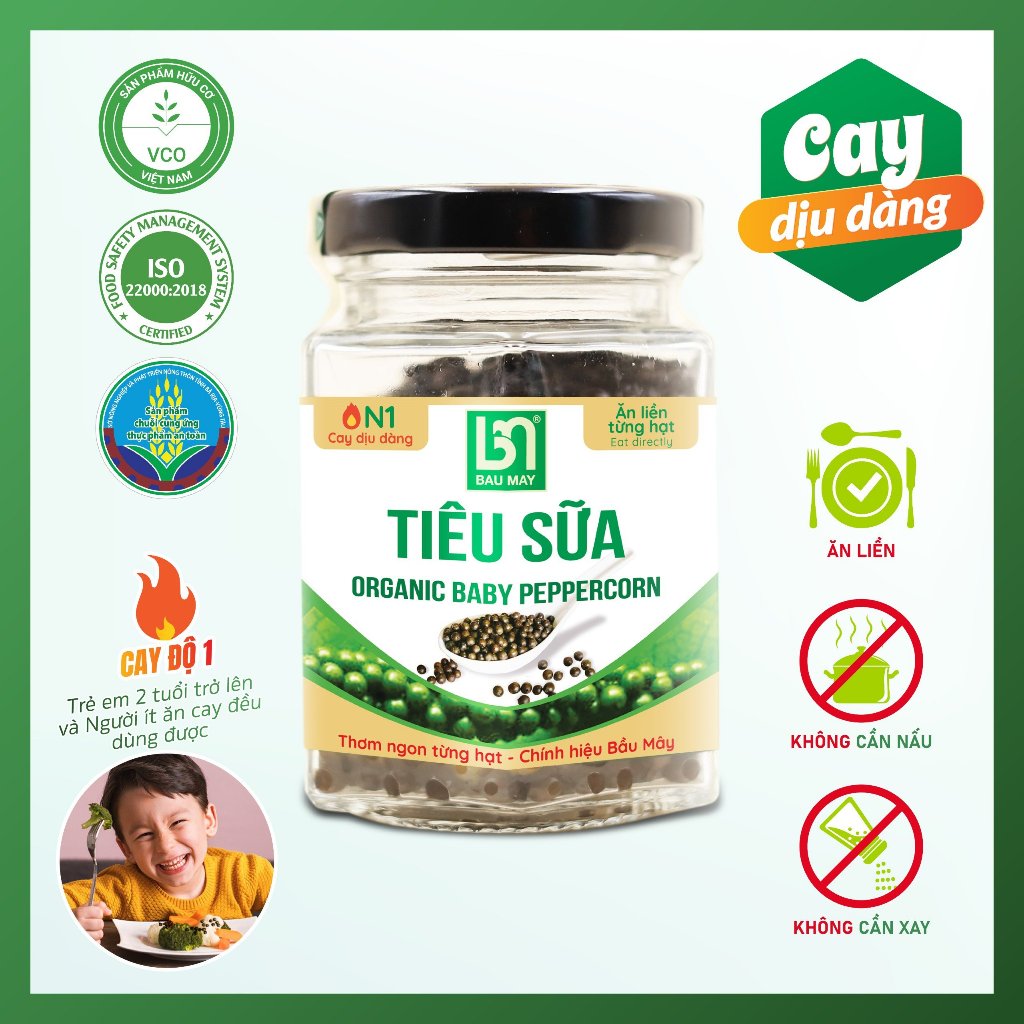 Tiêu Sữa Oganic Bầu Mây - Hàng xuất khẩu, Giúp kích thích vị giác, giúp ăn ngon miệng hơn