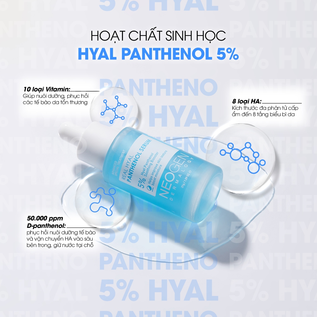 Serum 5% Panthenol Cấp Ẩm - Phục Hồi Da 3 Tác Động Real Hyal Panthenol Serum Neogen Dermalogy 32g