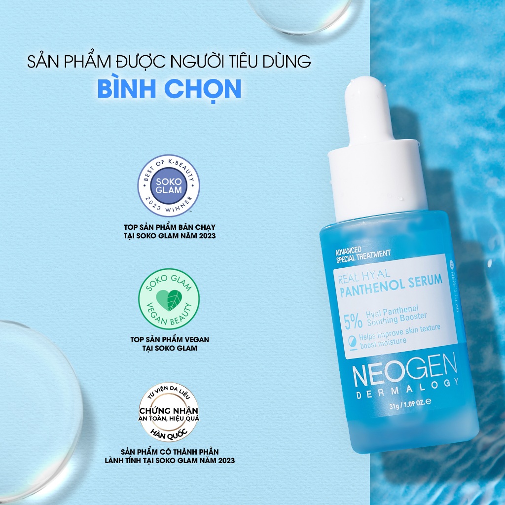 Serum 5% Panthenol Cấp Ẩm - Phục Hồi Da 3 Tác Động Real Hyal Panthenol Serum Neogen Dermalogy 32g