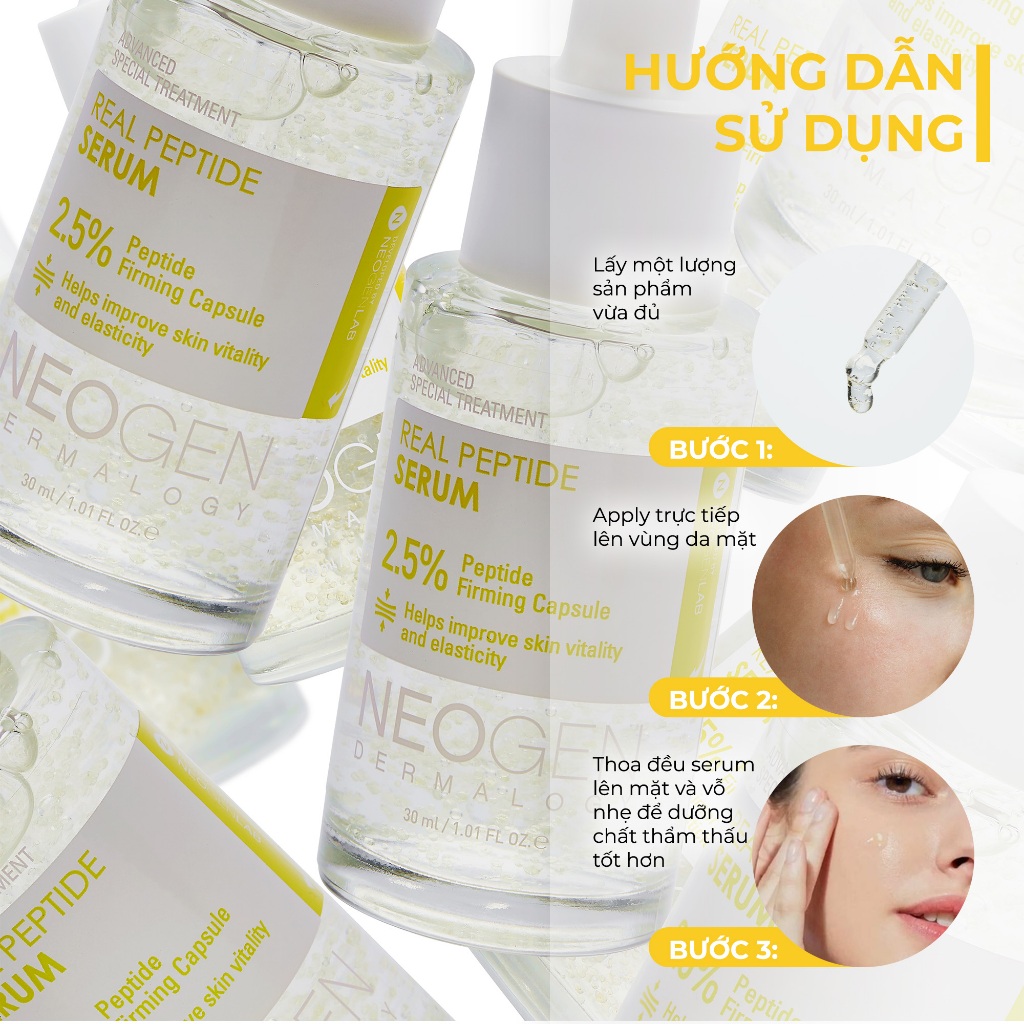 Serum Phục Hồi Trẻ Hoá Da 2,5% Peptide Sinh Học Neogen Dermalogy Real Peptide Serum 30ml