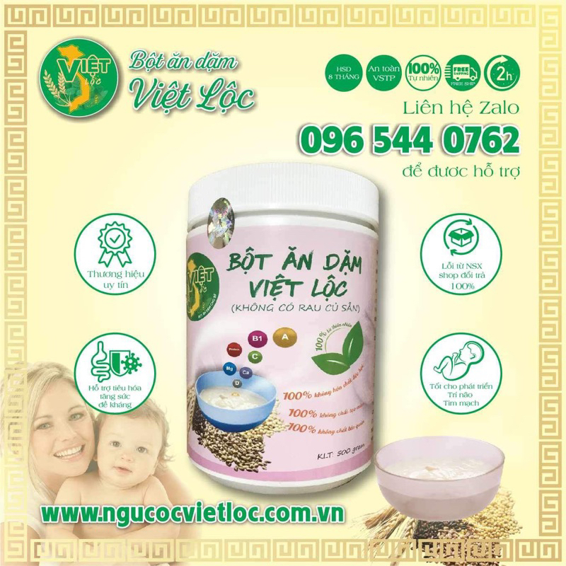 Bột ăn dặm Việt Lộc [ loại nguyên vị bé 4m-11m sd ]