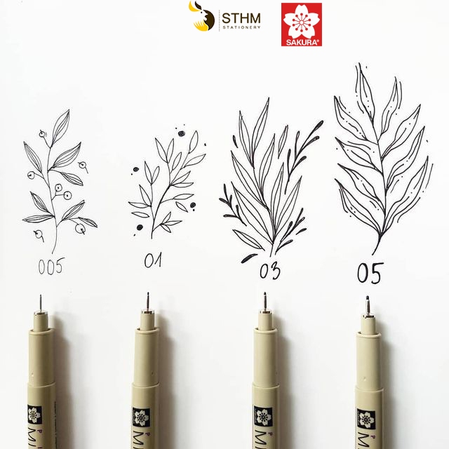 Bút line đi nét Sakura Pigma Micron Chính hãng Sakura Nhật bản - Ngòi chuẩn size, Kháng nước