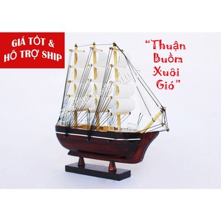 Mô hình thuyền buồm phong thủy trắng 20cm (có video thuyền thật)