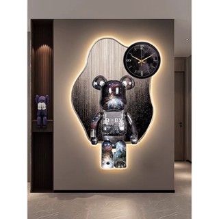 Đồng Hồ Treo phòng Khách Tráng Gương Bearbrik Hàng cao Cấp,Tranh Đèn led