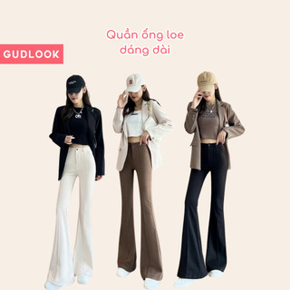 Quần công sở Nữ Ống Loe GUDLOOK Cạp Cao Co Giãn Tôn Dáng