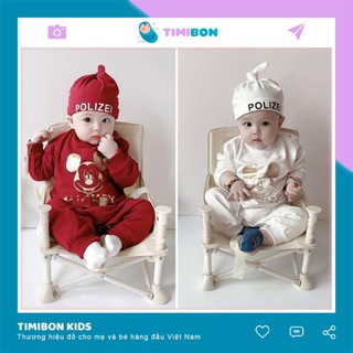 [ Tặng Kèm Mũ ] Quần Áo Trẻ Em Sơ Sinh Bộ Đồ Liền Thân Dài Tay Chất Cotton Bodysuit Mickey Kèm Mũ Cho Bé - [BDD19]