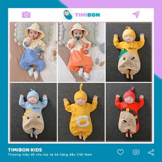 Bộ Body Dài Tay Mũ Liền Cho Bé Trai, Bé Gái Và Trẻ Sơ Sinh - [BDD7]