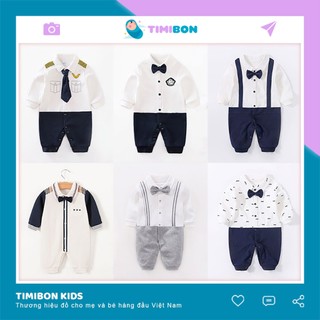 Quần Áo Trẻ Em Sơ Sinh Body Công Tử Dài Tay Soái Ca Cho Bé Trai Chất Cotton Kiểu Bodysuit Liền Thân - [BDD5]