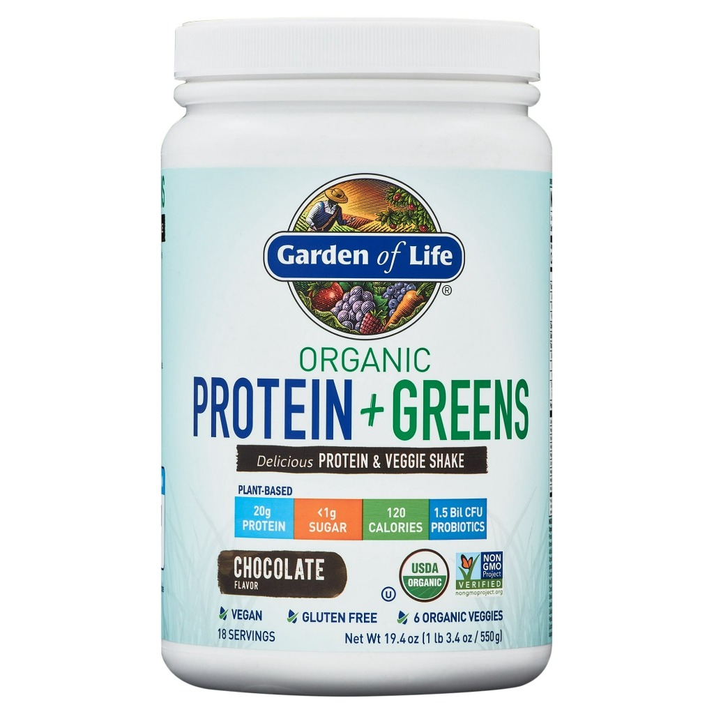 Hỗn hợp bột dinh dưỡng Garden of Life Organic Protein & Greens Protein Powder, vị Chocolate 550gr