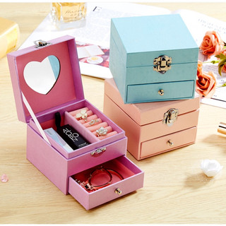 Hộp đựng trang sức mini, hộp quà hoa hồng đựng son trang sức tiện dụng có gương, trang trí hoặc quà tặng