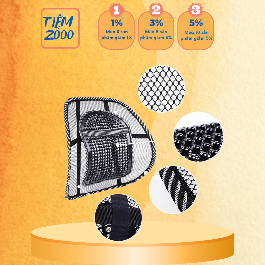 Lưới Tựa Lưng Ghế Ô Tô Chống Mỏi, Thẳng Lưng