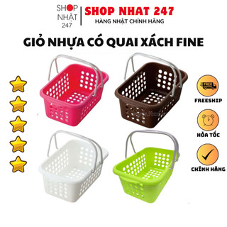 Giỏ nhựa đựng đồ có quay xách cỡ trung Fine màu trắng - Nội địa Nhật Bản