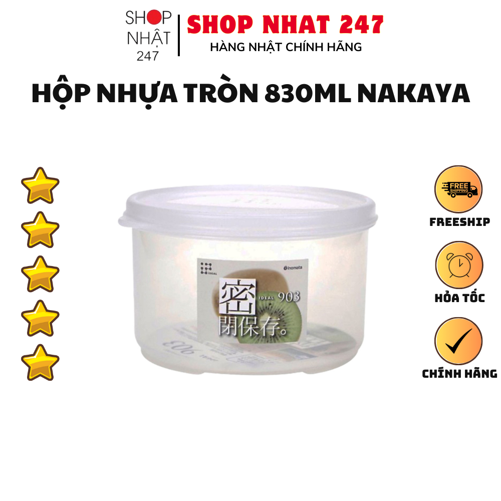 Hộp nhựa đựng thực phẩm INOMATA 830ml loại tròn có nắp Nội địa Nhật Bản