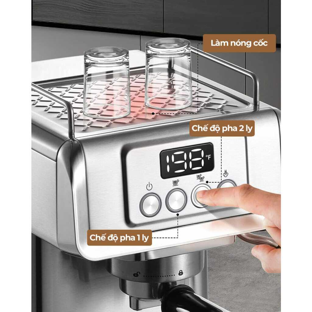 Máy pha cà phê Espresso WINCI EM4214, Vỏ Inox, áp lực nén 20 Bar, Bảo hành 12 tháng chính hãng.
