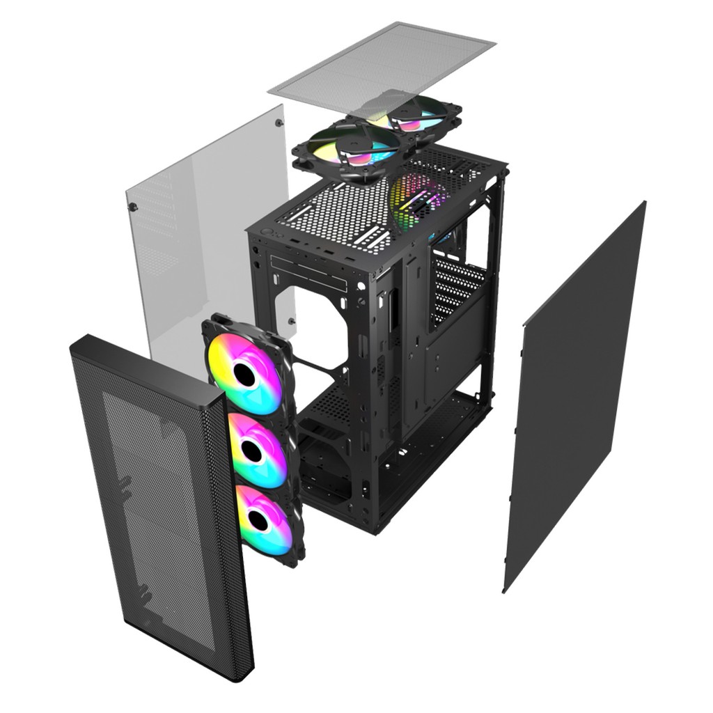 Vỏ Case máy tính MIK AION 3FA Black sẵn 3 Fan RGB- Hàng chính hãng - Giá siêu rẻ