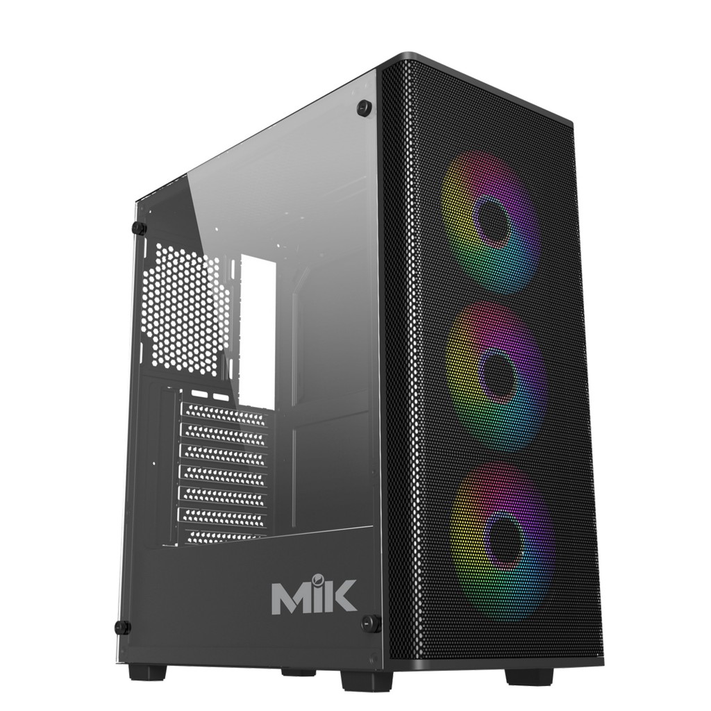 Vỏ Case máy tính MIK AION 3FA Black sẵn 3 Fan RGB- Hàng chính hãng - Giá siêu rẻ