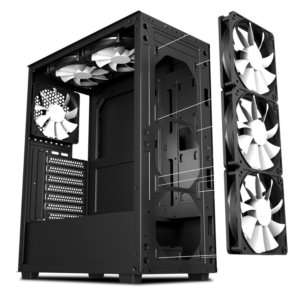 Vỏ Case máy tính MIK AION 3FA Black sẵn 3 Fan RGB- Hàng chính hãng - Giá siêu rẻ