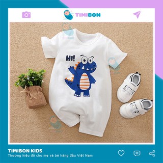 Quần Áo Trẻ Em Sơ Sinh Bộ Đồ Liền Thân Cộc Tay Chất Cotton Bodysuit Hình Thú Khủng Long Xanh Cho Bé Trai Bé Gái [BDC17]