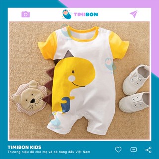 Quần Áo Trẻ Em Sơ Sinh Bộ Đồ Liền Thân Cộc Tay Chất Cotton Bodysuit Hình Thú Khủng Long Vàng Cho Bé Trai Bé Gái [BDC17]