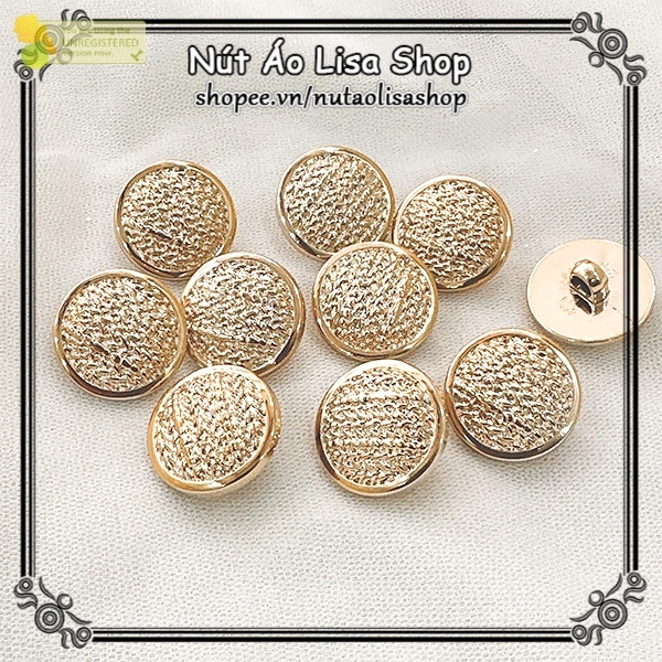 Combo 10 Nút Áo Lisa Shop Màu Vàng Có Vân 1.5cm