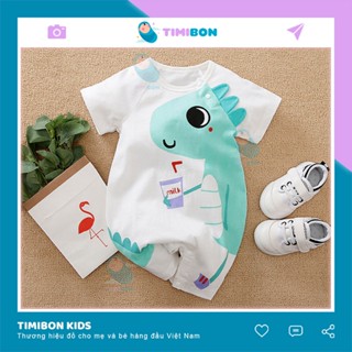 Quần Áo Trẻ Em Sơ Sinh Bộ Đồ Liền Thân Cộc Tay Chất Cotton Bodysuit Hình Thú Khủng Long Xanh Cho Bé Trai Bé Gái [BDC17]