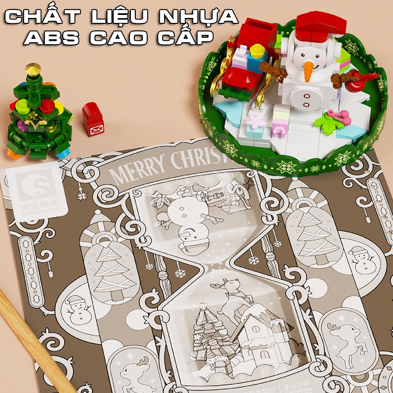 Đồ Chơi Lắp Ráp Kiểu LEGO NOEL Đồng Hồ Cát Và Người Tuyết SnowMan 605027 Với 280+ PCS, Quà Tặng Giáng Sinh Cho Bé