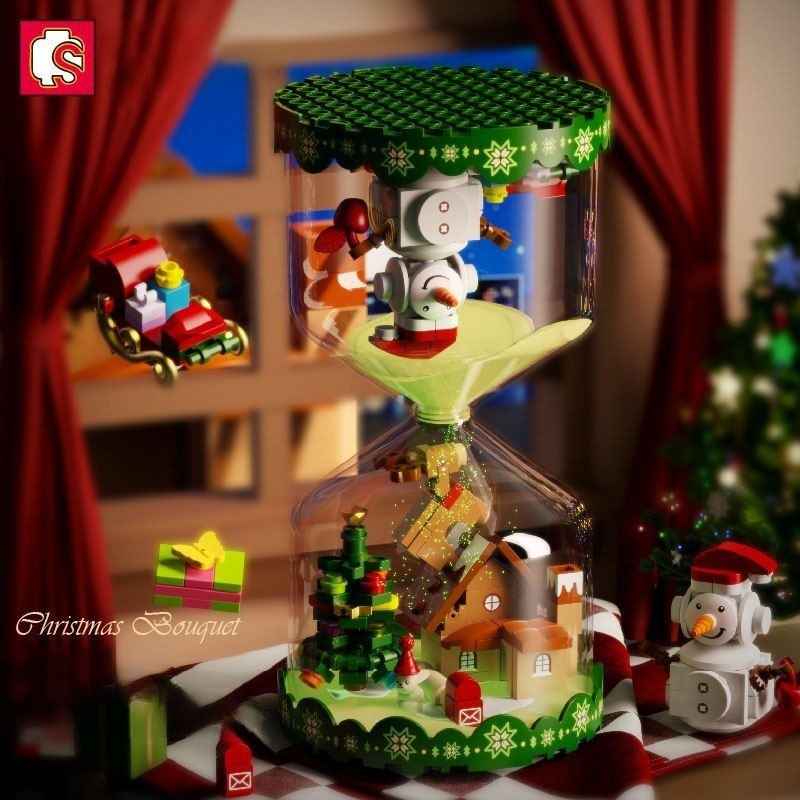 Đồ Chơi Lắp Ráp Kiểu LEGO NOEL Đồng Hồ Cát Và Người Tuyết SnowMan 605027 Với 280+ PCS, Quà Tặng Giáng Sinh Cho Bé