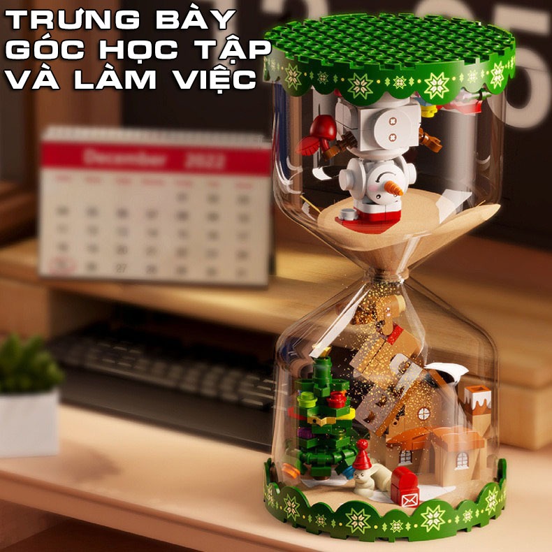 Đồ Chơi Lắp Ráp Kiểu LEGO NOEL Đồng Hồ Cát Và Người Tuyết SnowMan 605027 Với 280+ PCS, Quà Tặng Giáng Sinh Cho Bé