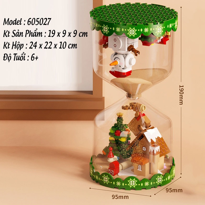Đồ Chơi Lắp Ráp Kiểu LEGO NOEL Đồng Hồ Cát Và Người Tuyết SnowMan 605027 Với 280+ PCS, Quà Tặng Giáng Sinh Cho Bé