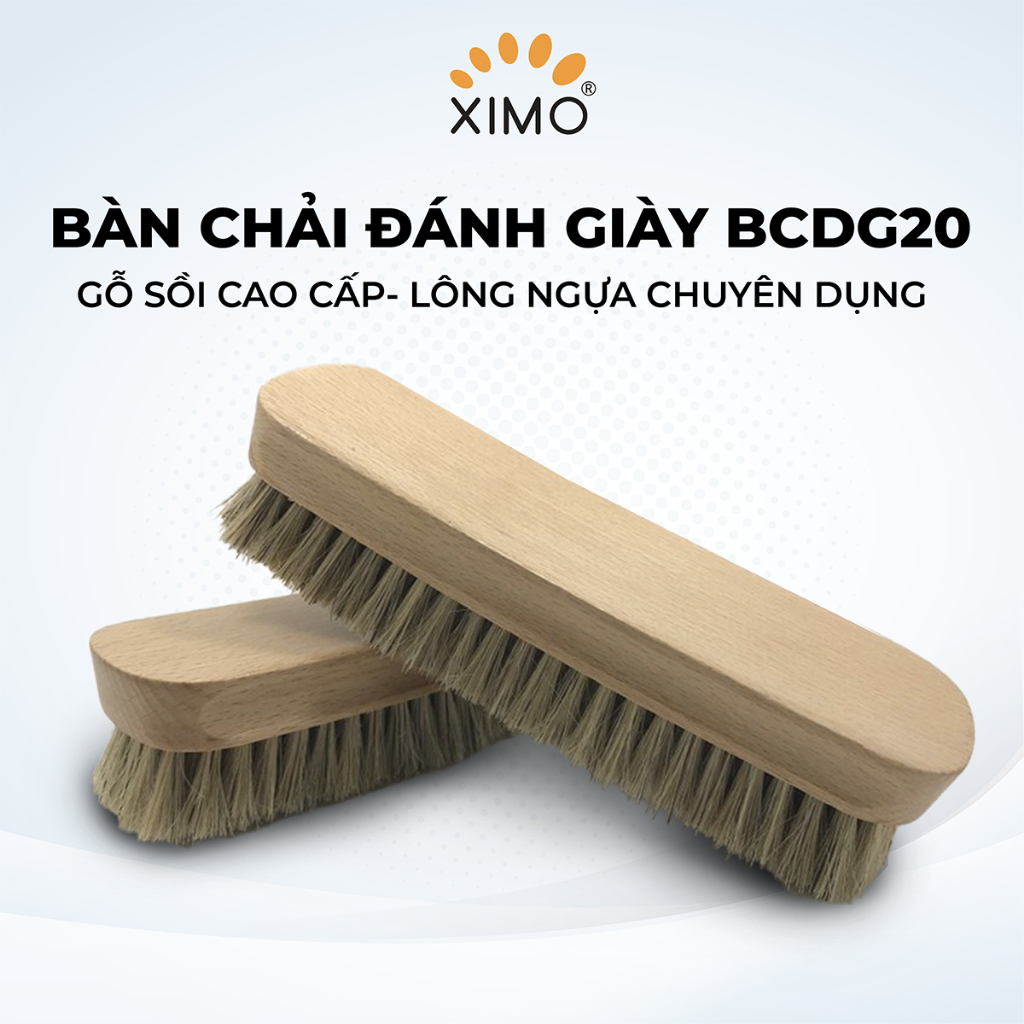 Bàn chải vệ sinh giày lông ngựa gỗ sồi cao cấp cỗ lớn chuyên dụng XIMO (XBCDG20-A7)